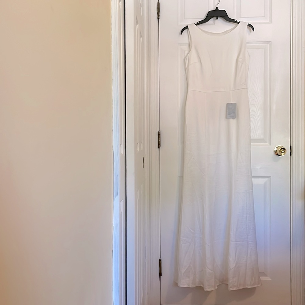Chi Chi London White Nora Lace Back Satin Trumpet Gown